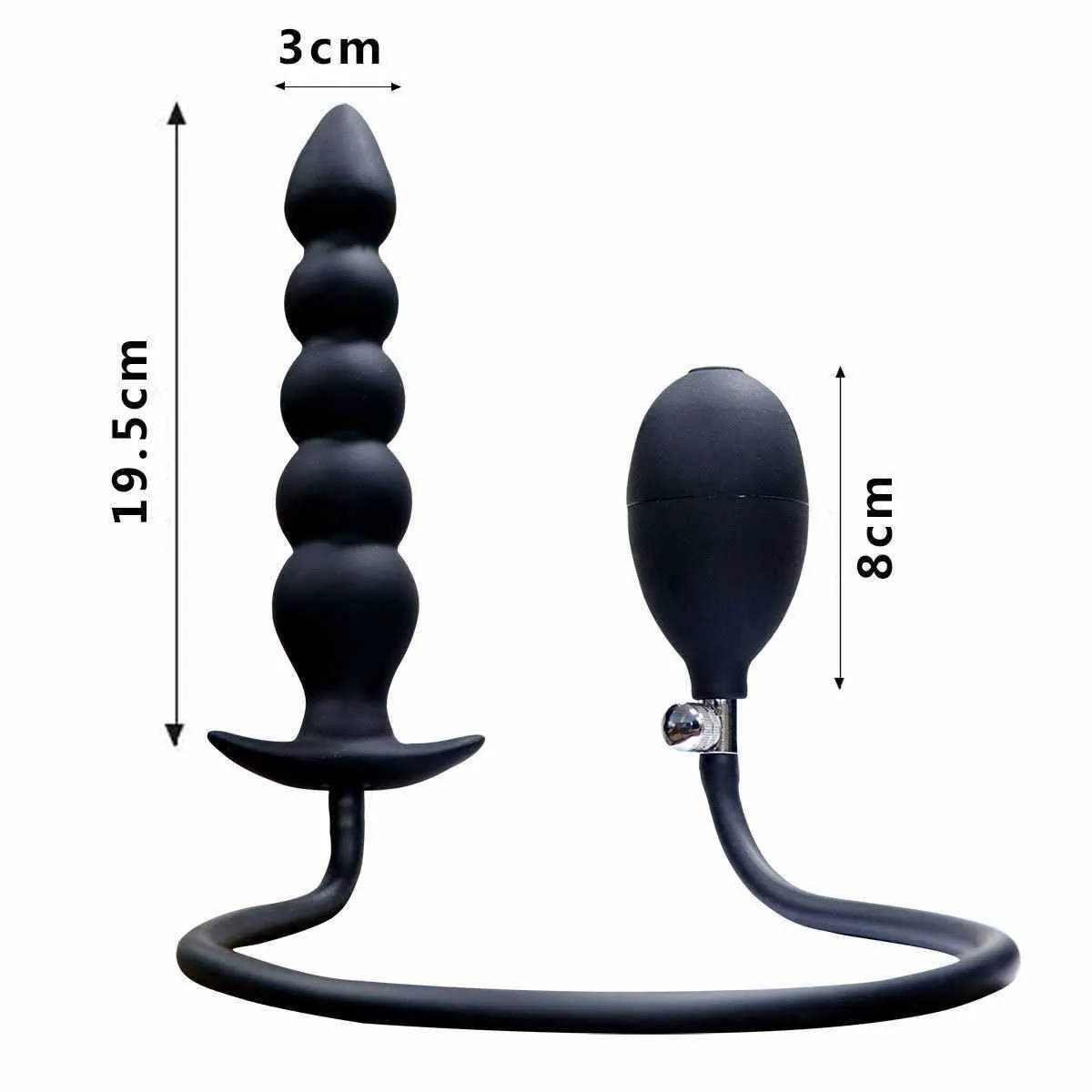 Opblaasbare anale plug met kralen silicone anale dilator speeltje_voghion.com