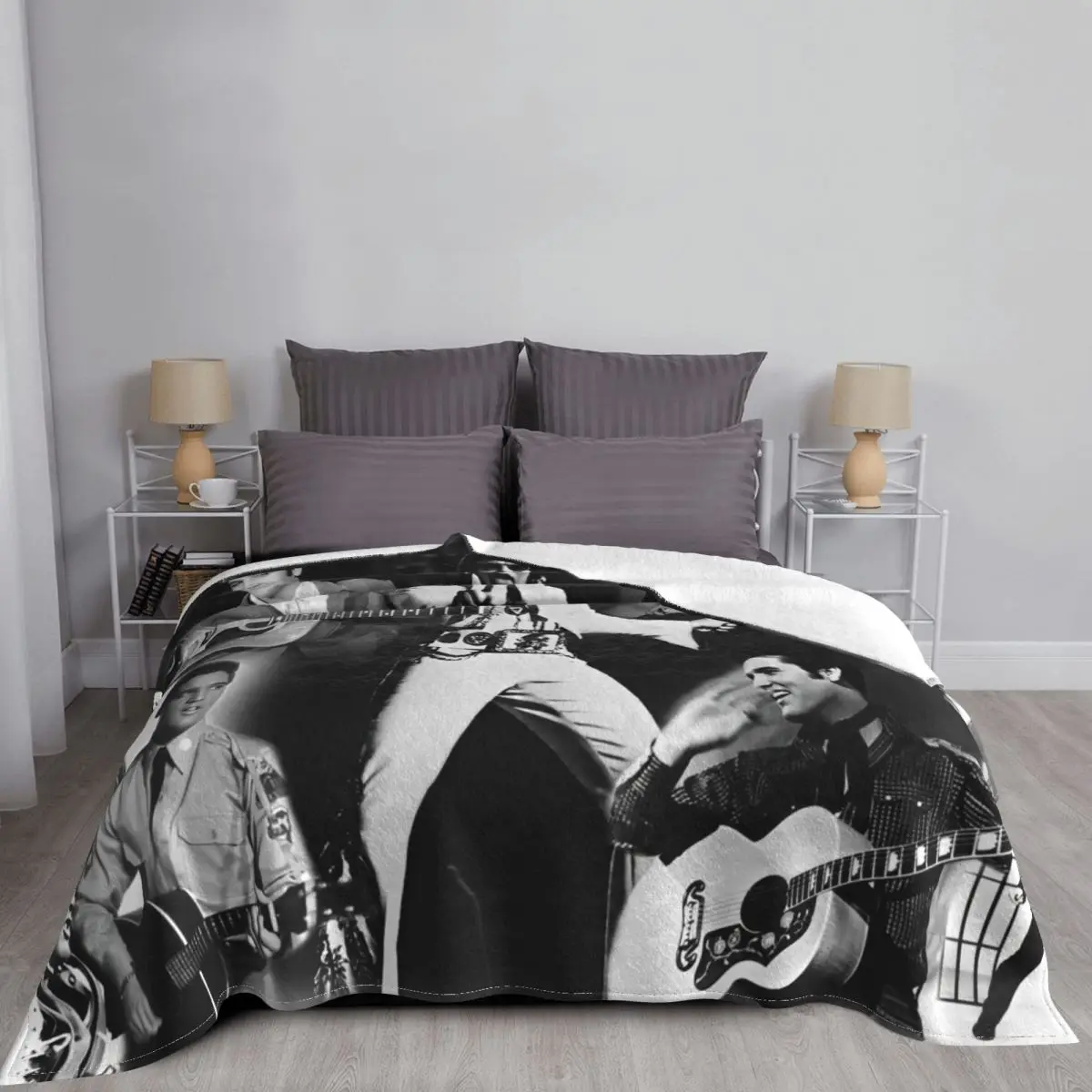 E-Elvis Presley Blankets Fleece Decoration Breathable Lightweight Thin Throw Blanket for Sofa Bedroom Plush Thin Quilt