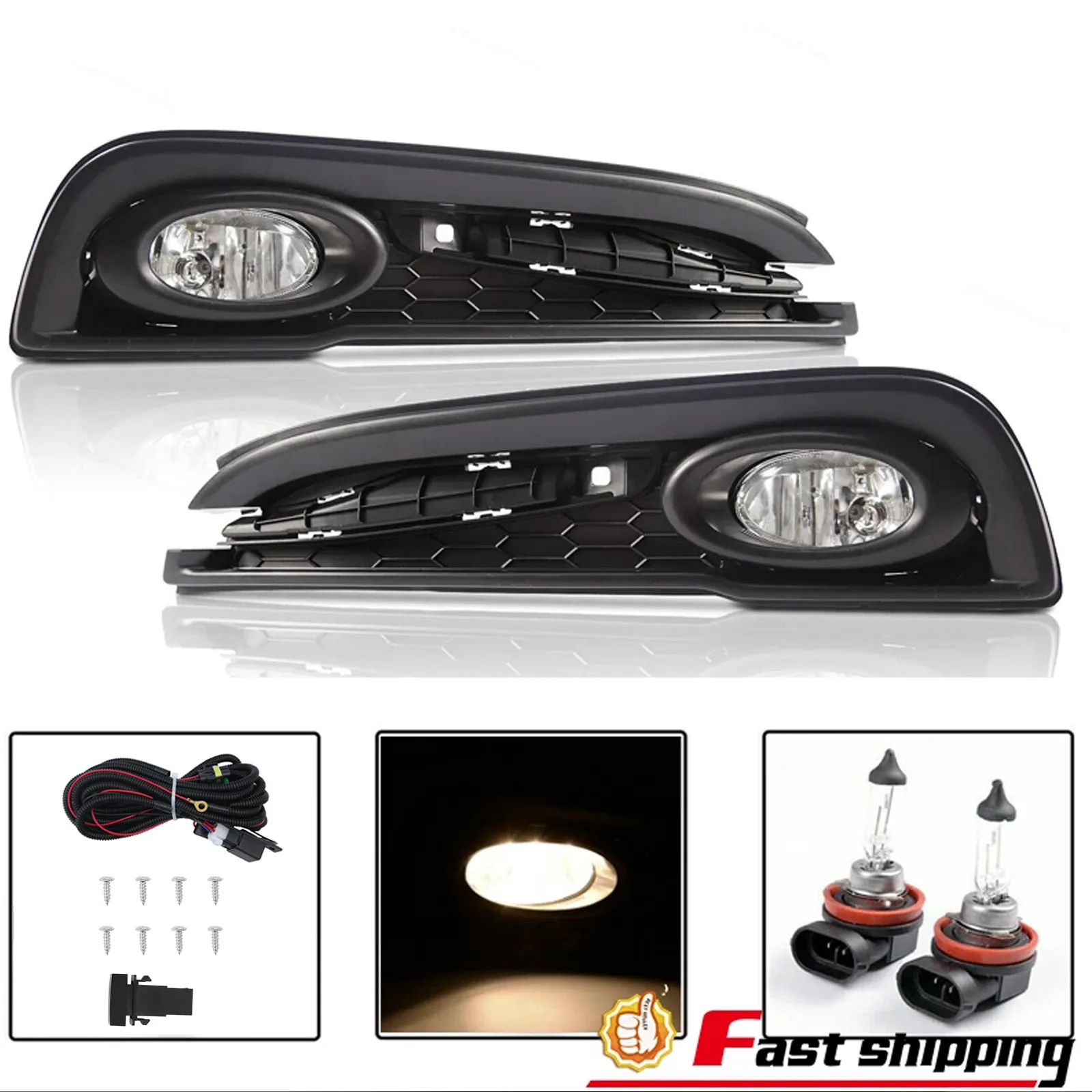

Pair Bumper Fog Lights W/Switch & Bulbs Fit 2013 2014 2015 Honda Civic 4DR Sedan