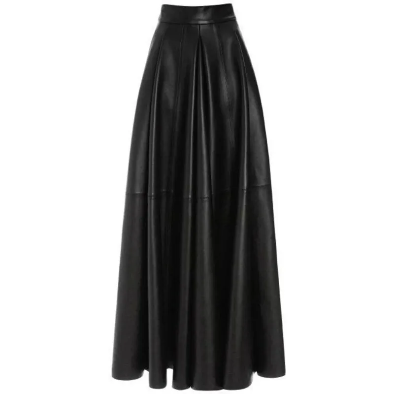 Women's Leather Skirt 100% Genuine Leather Long Skirt European and American Fashion Trend