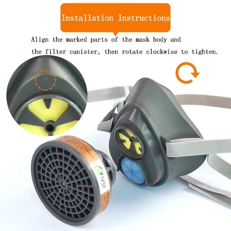 1pcs Protective Mask Security Tools Gas Mask Self Suction Filter Mask Formaldehyde Spray Industrial Respirator Protection Face
