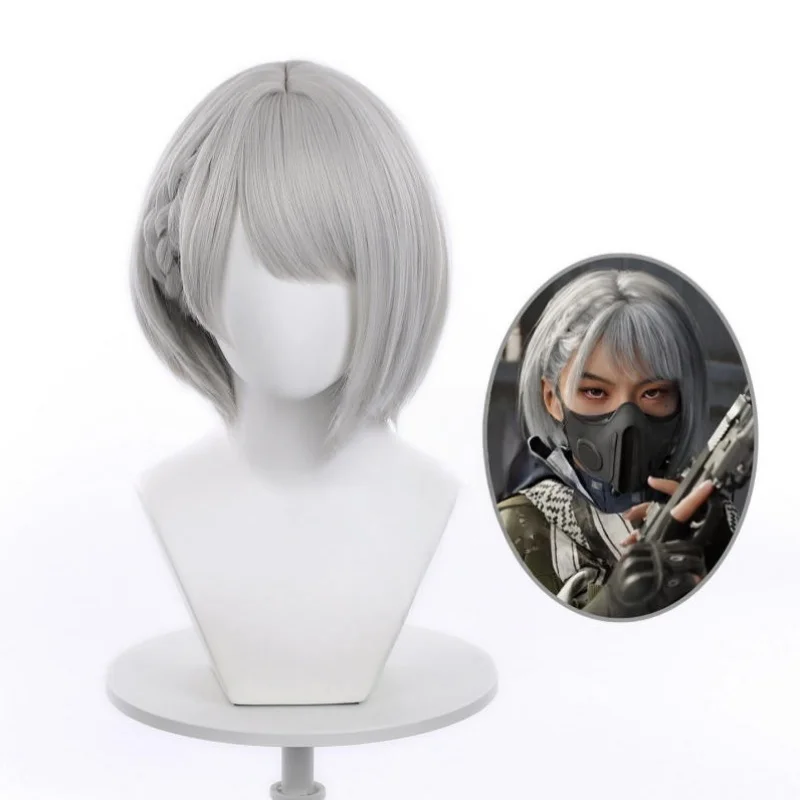 

Delta Force Operation Hackclaw Mai Xiaowen Cosplay Wig Game Role play Party Gray Costume Prop Wigs Synthetic Hair + Wig Cap