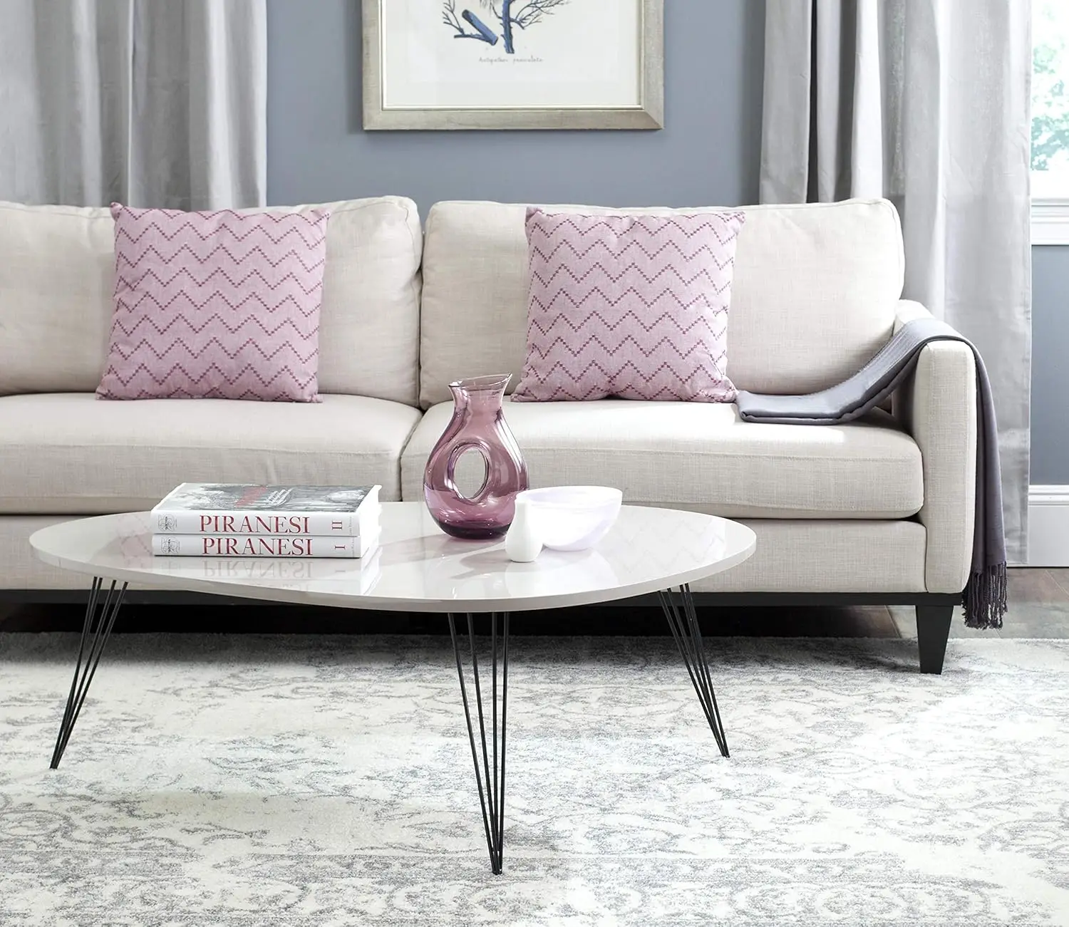 Home Collection Wynton طاولة القهوة الحديثة باللونين الأبيض والأسود في منتصف القرن