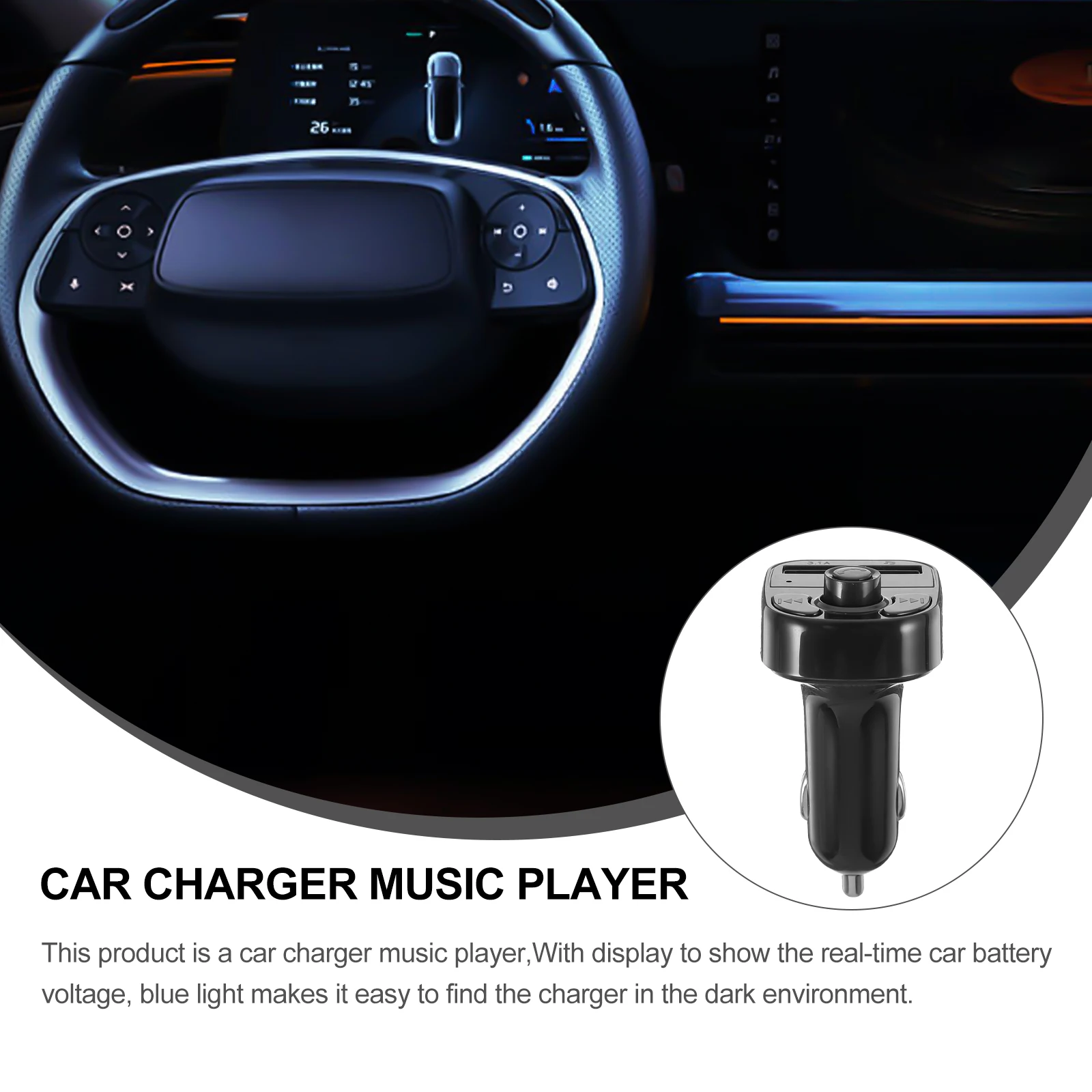 

Car Music Player 2 USB Ports Car Voltage Display FM Transmitter Real Time Protection