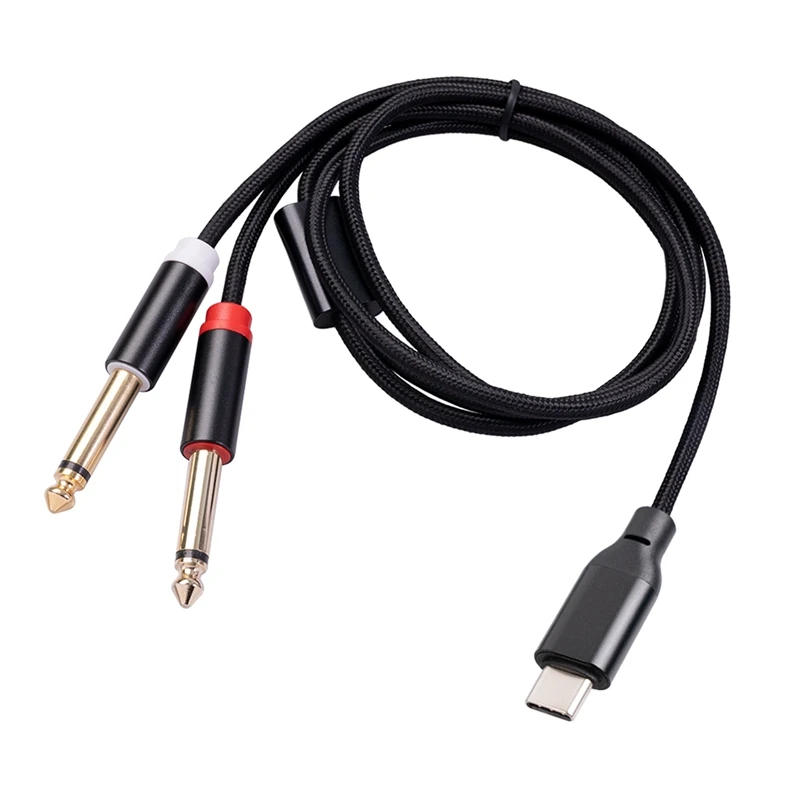 USB C To Dual 6.35Mm Stereo Y Splitter Cable, TRS Audio Cord For Smartphone,Tablet,Laptop, Amplifier, Mixing Console