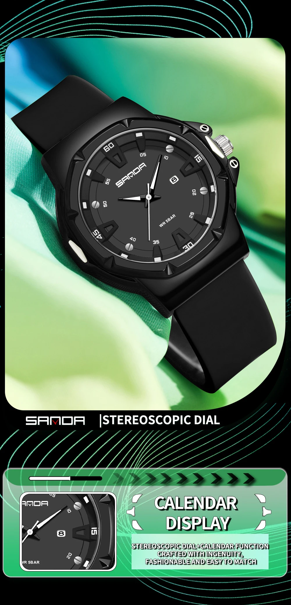 SANDA New 3260 Fashion Student Quartz Watch Waterproof Luminous Calendar Simple Women's Student Quartz Watch 2025