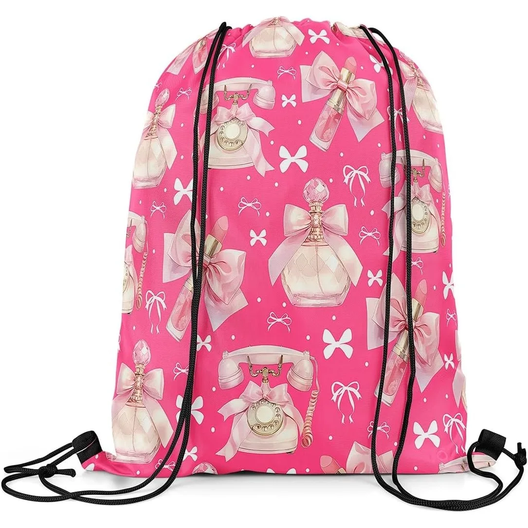 Mochila con cordón de perfume rosa, bolsas con cordón para lazo, mochila deportiva con cordón, princesa