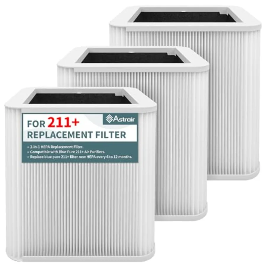 

Replacement Filter Compatible with Blue Pure 211+ Air Purifier, H13 True HEPA Replacement Filters Foldable Particle and Odor-Re