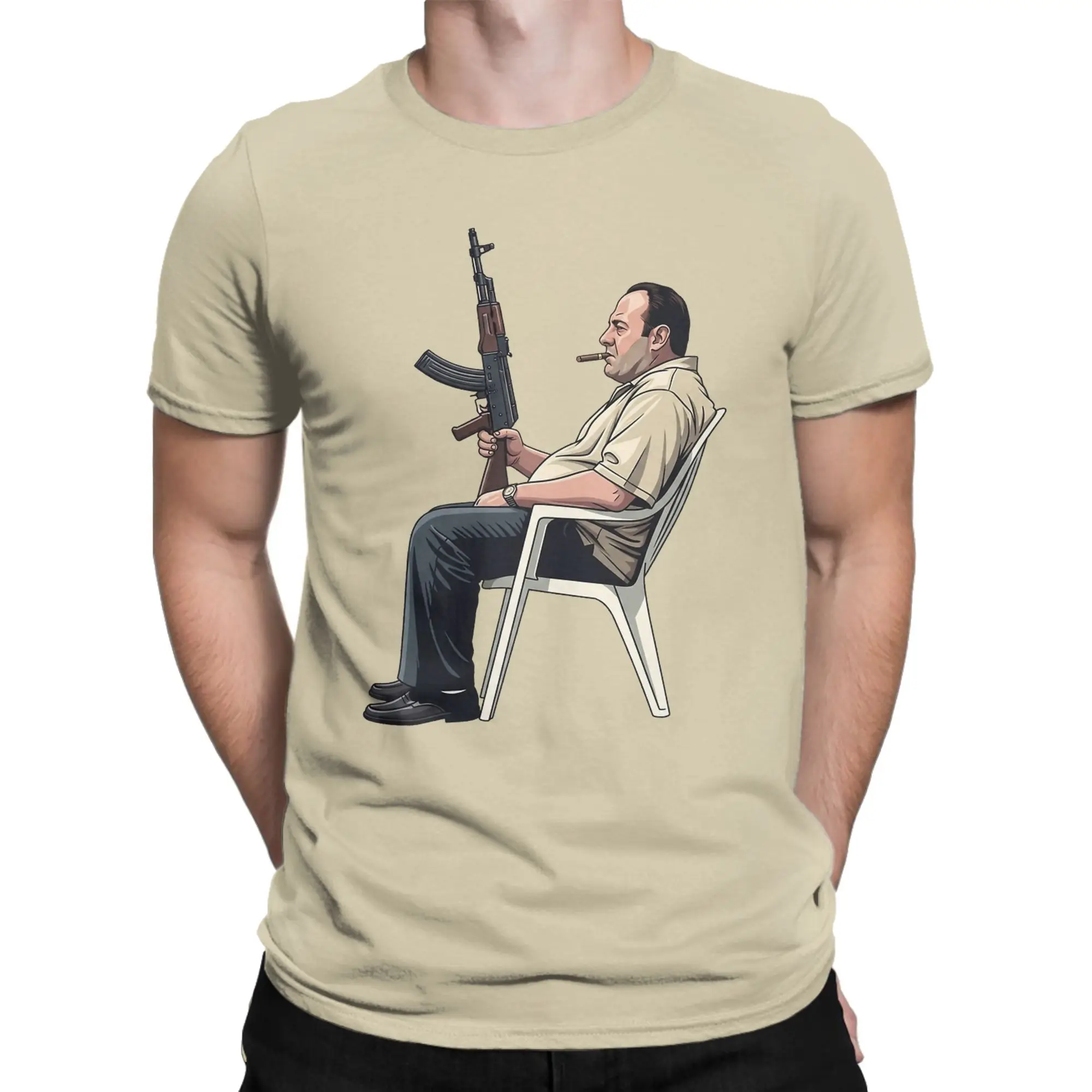 Tony Soprano Bear Watch in the Garden T Shirts for Men 100% Cotton Vintage T-Shirt O Neck Sopranos Tv Show Tees Tops Summer