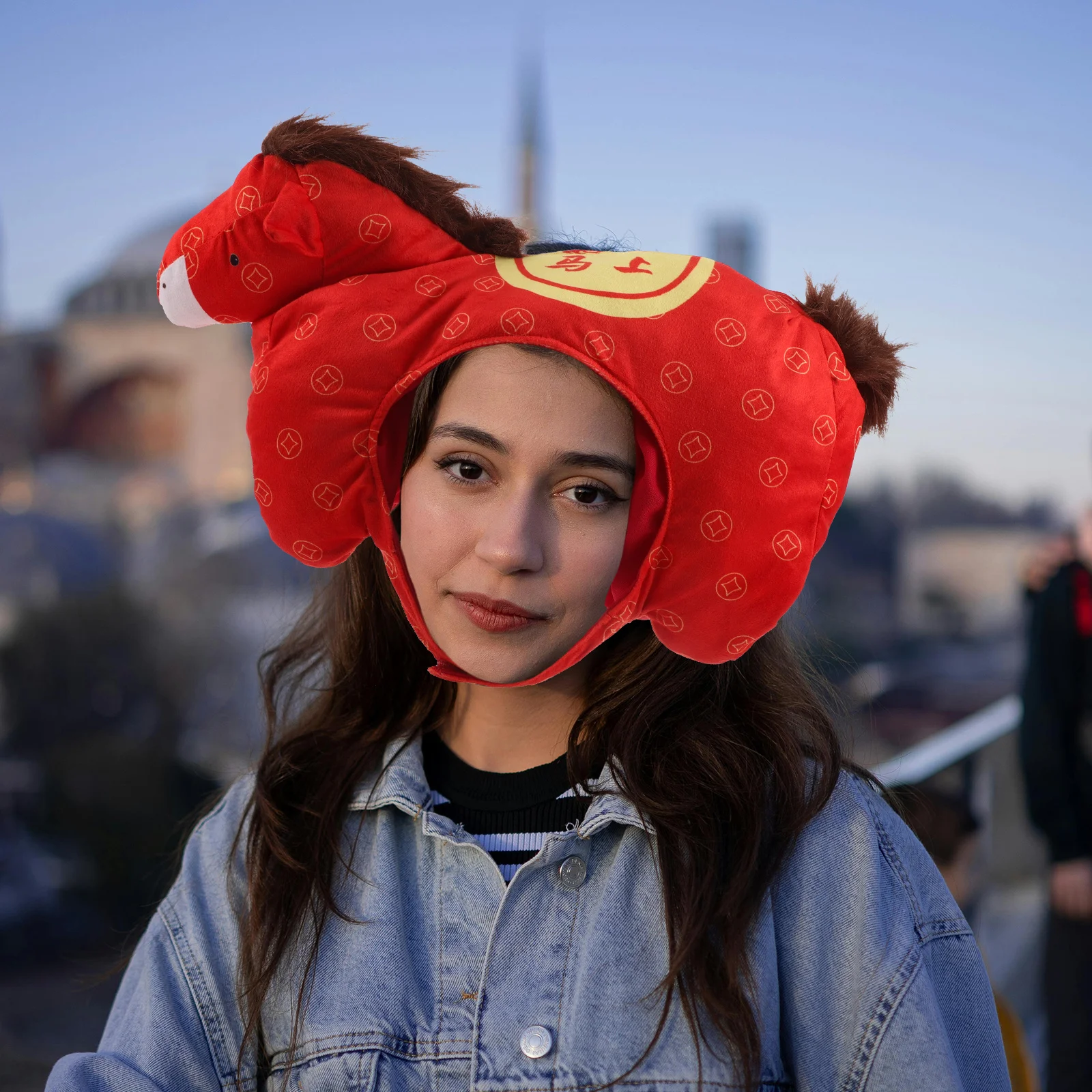 Chinese New Year Horse Hat 2026 Mascot Costume Prop for Party Photo Booth Selfie Fun Performance Wear Comfortable Animal