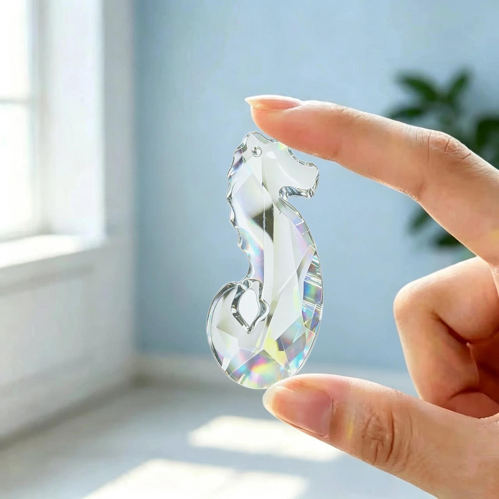 1PC Crystal Seahorse Dream Catcher - AB/Clear Hanging Prism Sun Catcher, Window Decor, Birthday Christmas Gift for Her