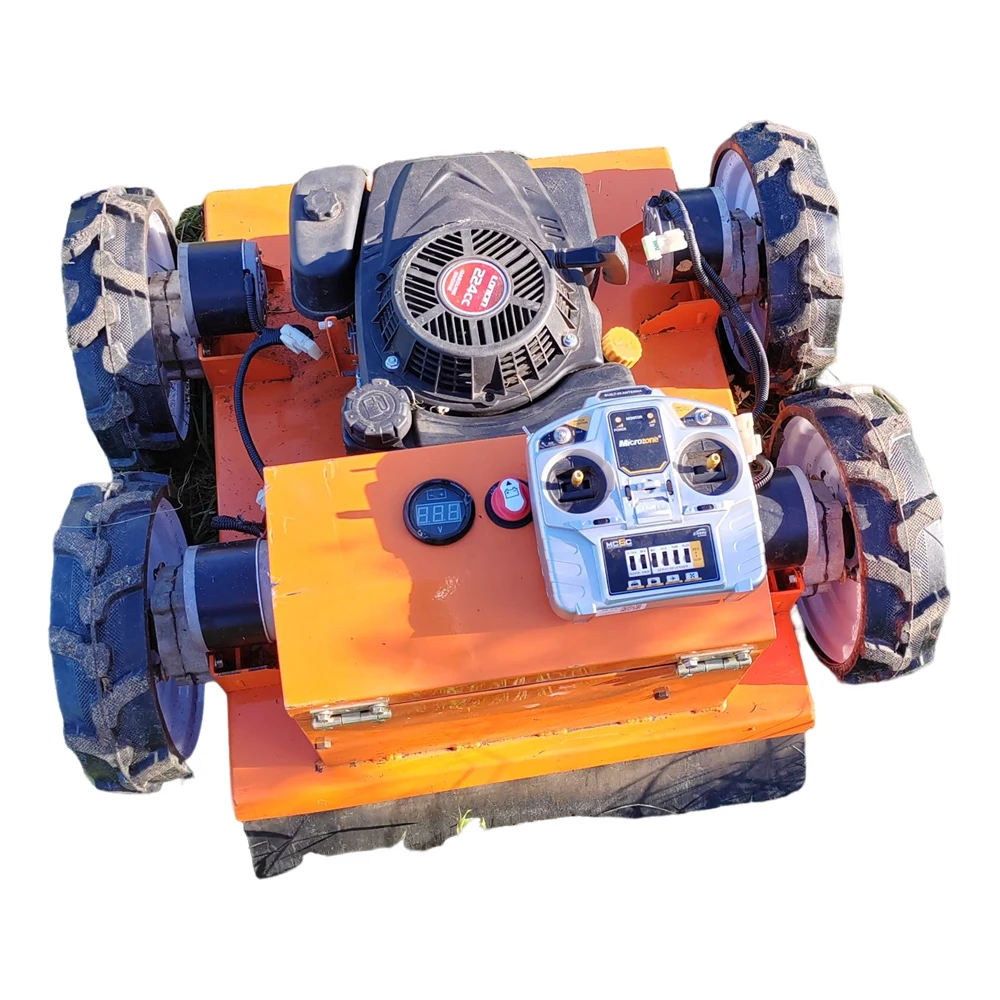 

Remote Lawn Mower 550mm Agricultural And Forestry Equipment Zero Turn Flail Wheel Gasoline Remote Control Lawn Mower