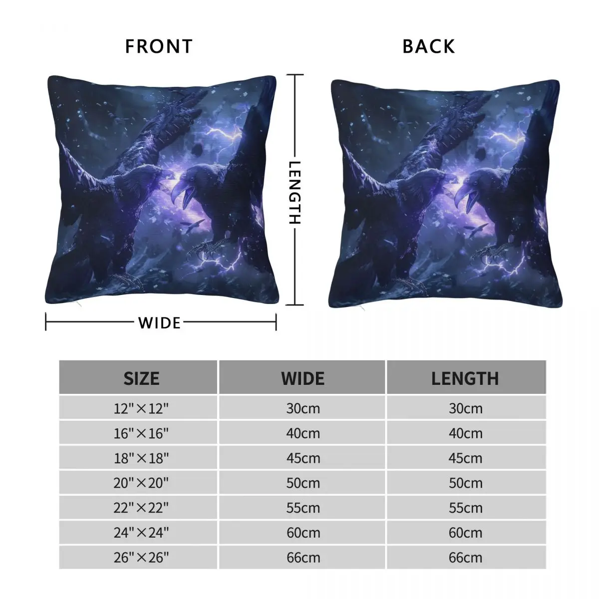 Huginn And Muninn Odin Ravens Pillowcase Polyester Linen Velvet Pattern Zip Decorative Throw Pillow Case Room Cushion Cover