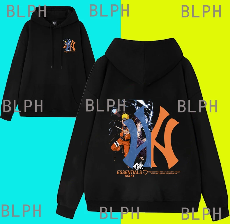 Uma família de três Naruto Joint suéter pai-filho com capuz esportivo de outono e inverno