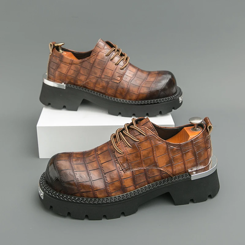 ربيع الخريف الرجال الارتفاع زيادة ديربي أحذية متقلب نمط التدرج اللون وسيم المتخصصة الراقية الأحذية العصرية