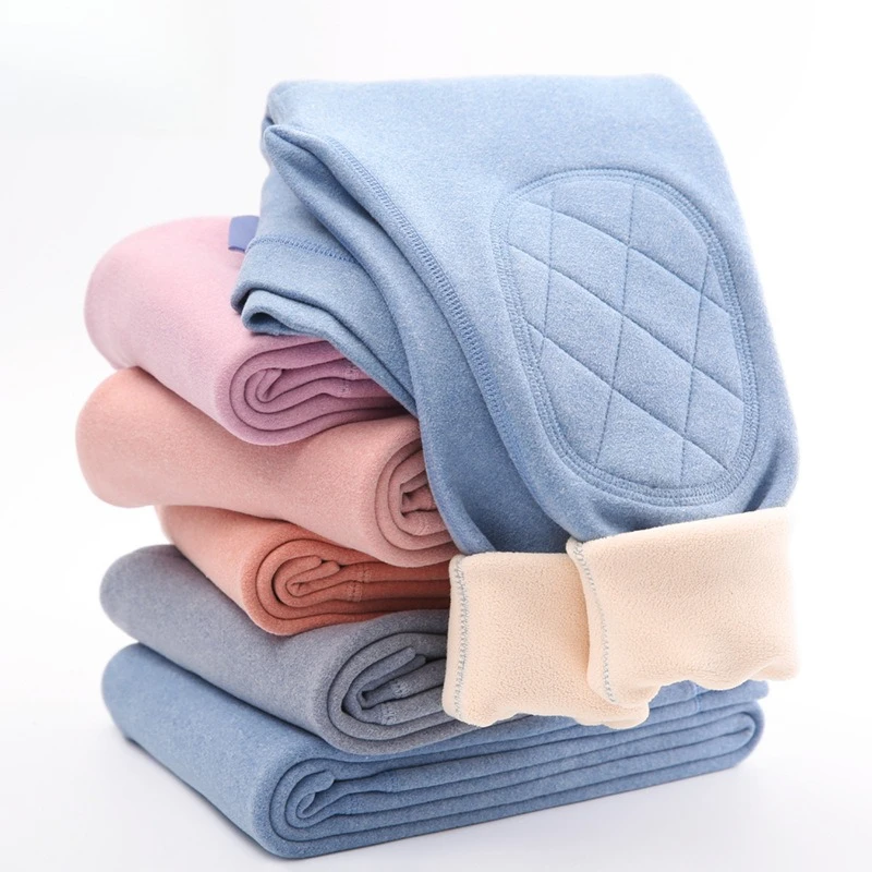 Kids Winter Thermal Pants Fleece Underwear for Boys Girls Thickened Warm Base Layer School Uniform Liner Pajama Bottoms Trousers