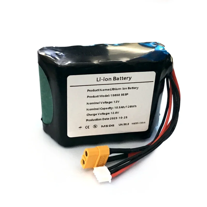 3S3P 12V 10500mAh High Capacity UAV Rechargeable Li-ion Battery for Various RC Airplane Quadrotor, with Connector XH2.54+XT60