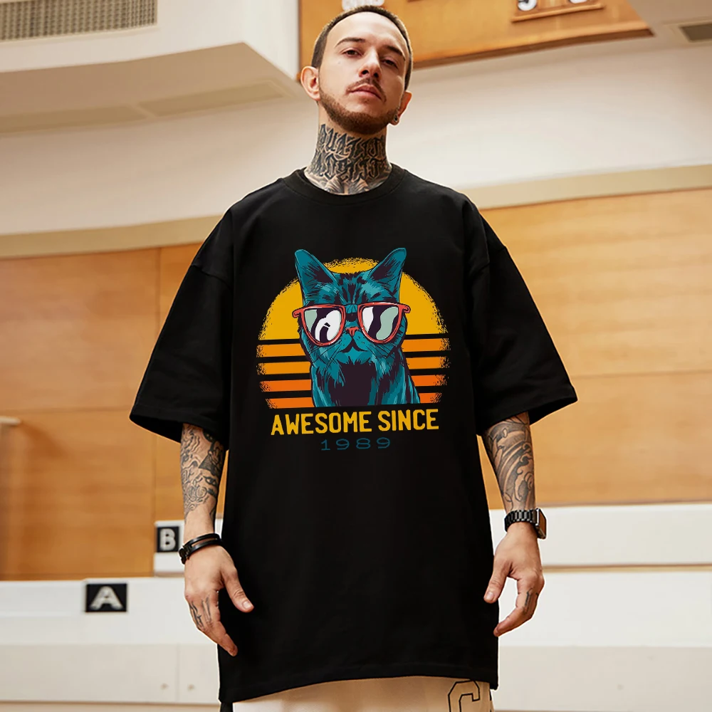 Awesome Since 1989 Cotton Prints Man Tee Top Vintage Niche Designt-Shirts Comfortable Fashion Tshirt Hipster Round Neck Clothes