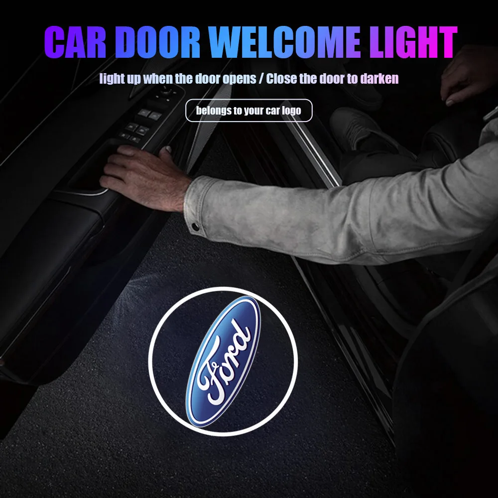 1/2/4PCS Luzes de Boas-Vindas LED para Carro, Projetor de Luz Decorativa para Porta, Acessórios para Ford Focus Mustang Ranger Fusion Mondeo Kuga ST