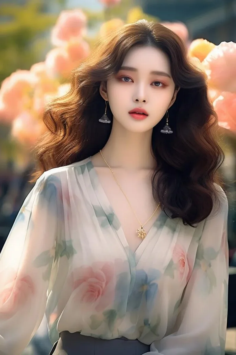 Chiffon Women's Shirt Spring/Summer Vintage Prints Blouses Loose Nine Quarter Women Tops V-necks Fashion Clothing