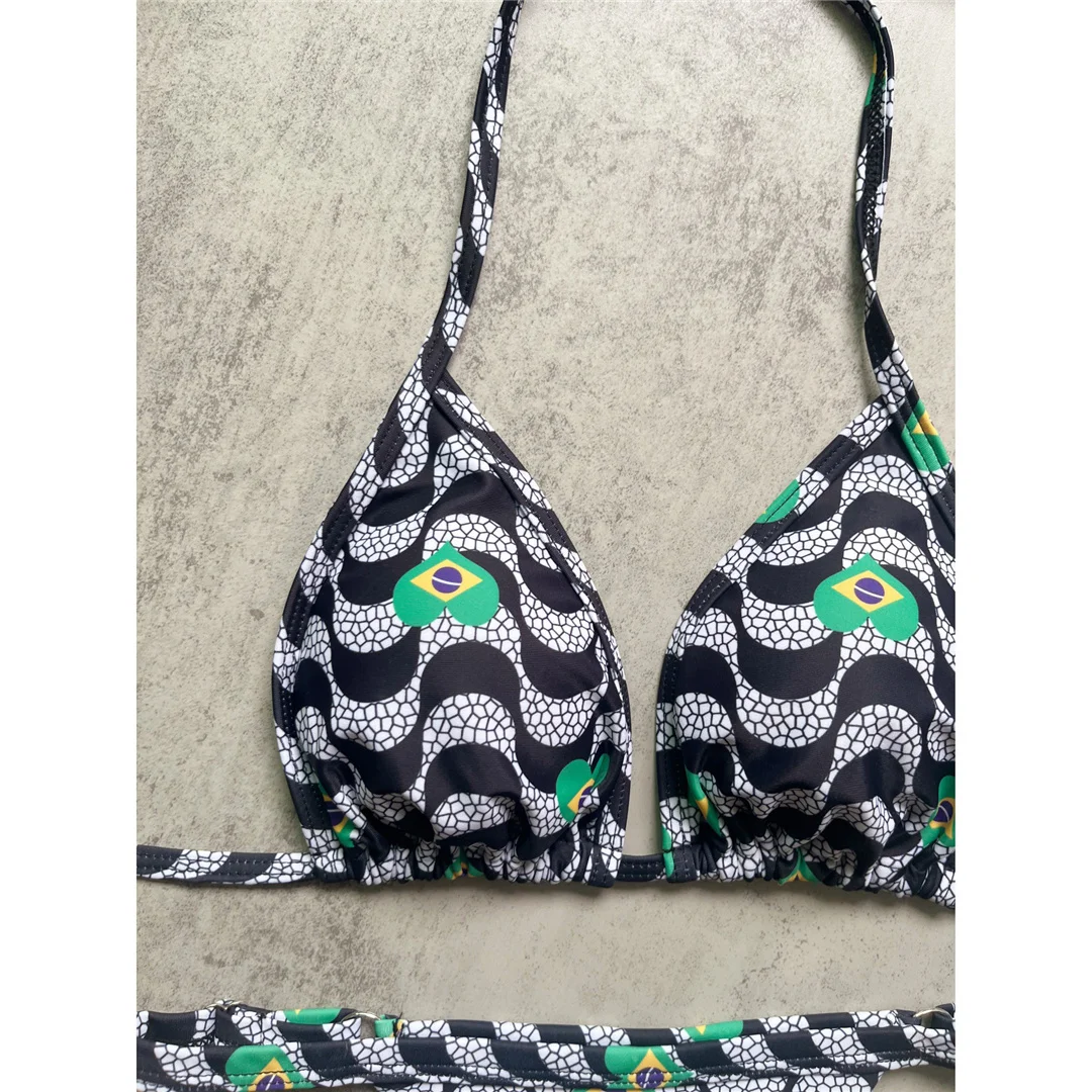 Sexy Bikini mit Wellenmuster, trägerloses Design, Damen-Badeanzug, zweiteiliges Bikini-Set, hoch geschnittene Beine, Badebekleidung, Badeanzug, Modell V8468. – Detail 6