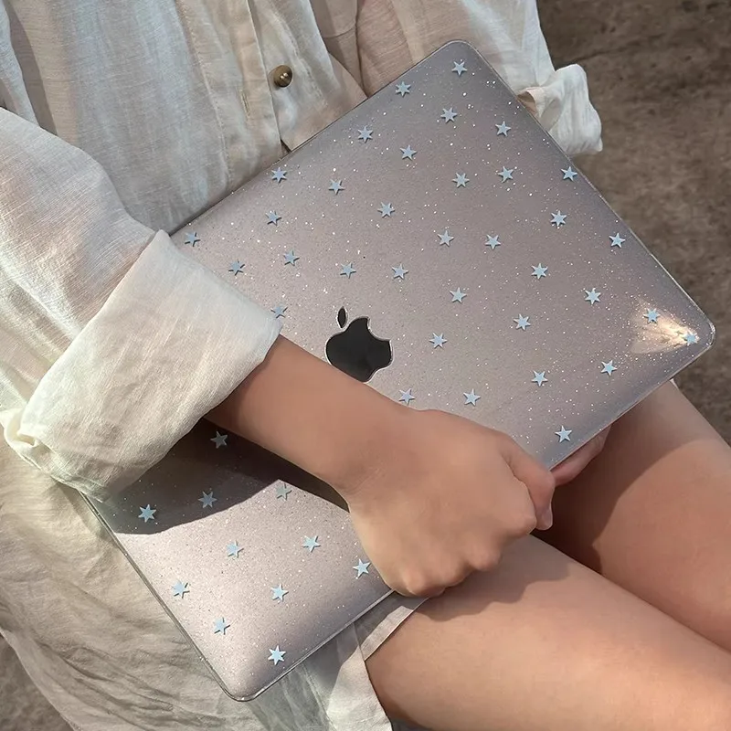 Glitter Blue Stars 2026 New Laptop Case For Macbook 13Neo A3404 Air 13.6 M4 M3 M2 A2681 A3113 A3240 Air13.3 15 ProtectiveCover