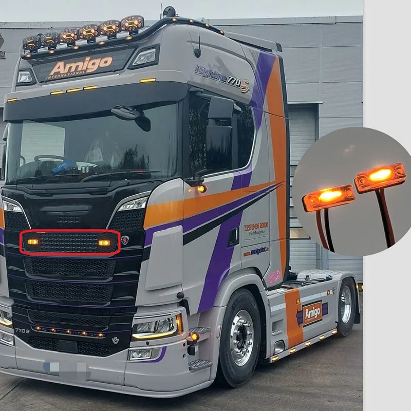 LED Contour Light 7 Color Decorative Spotlight for 1/14 Tamiya RC Truck Trailer Tipper Scania 770s Benz Actros Volvo MAN Parts