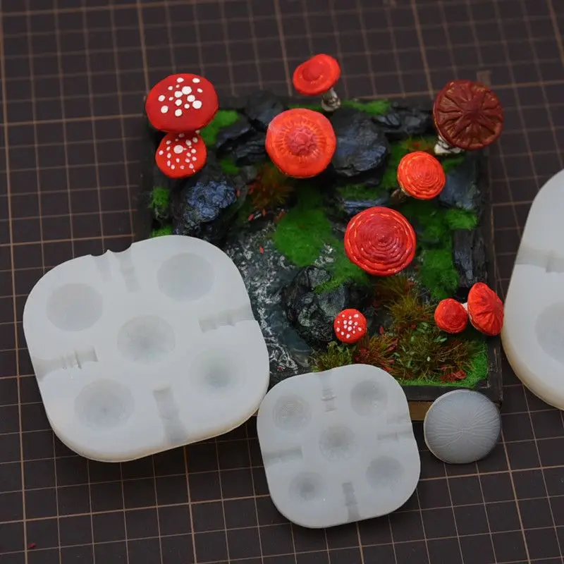 Mini Mushroom Soft Pottery Silicone Mold Fondant Cake Decorating Tool DIY Handmade Toys Polymer Resin Clay Making Tools