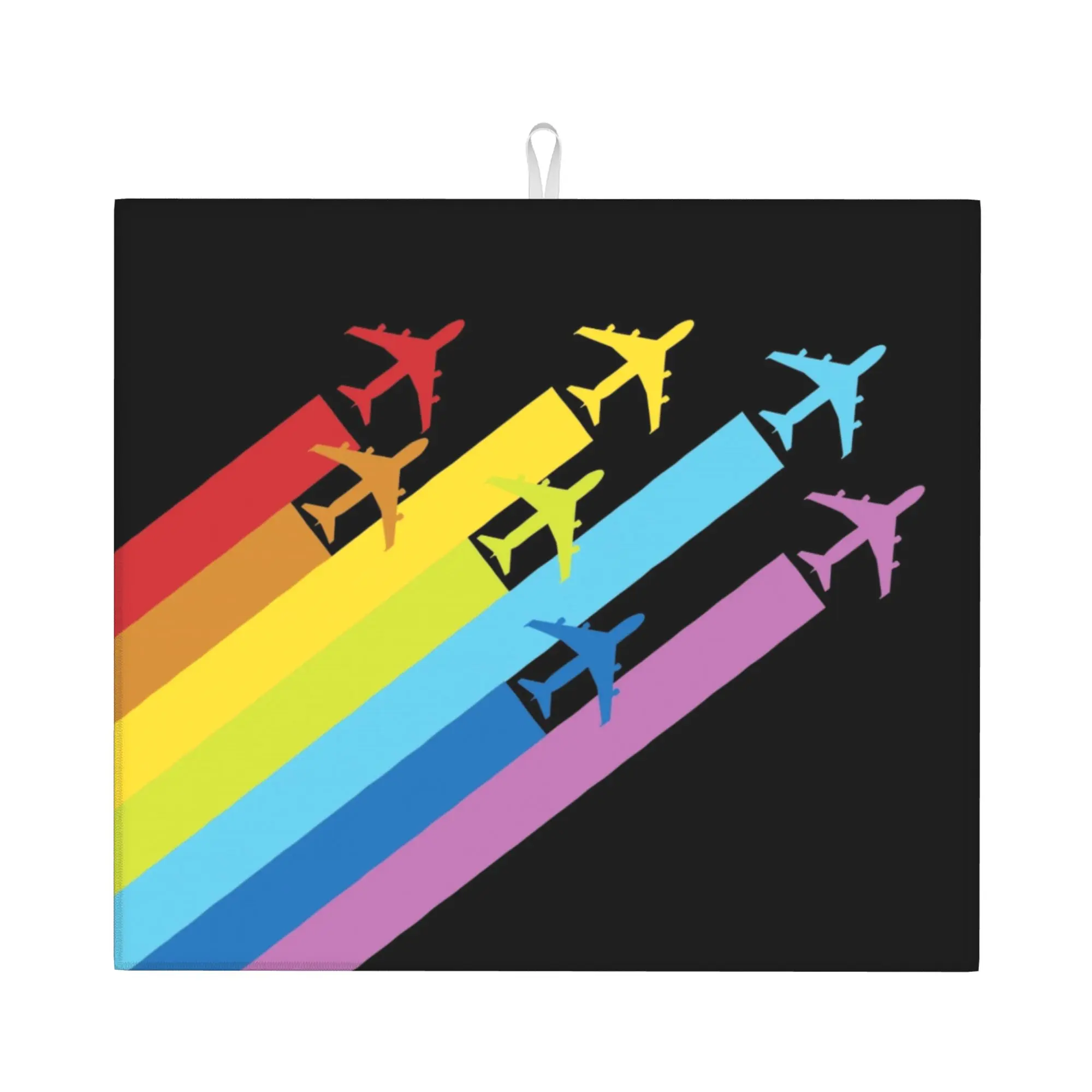 Rainbow Airplanes Chemtrails Non Slip Kitchen Counter Protector Mat Barware Tableware Aviation Fighter Pilot Mat For Kitchen