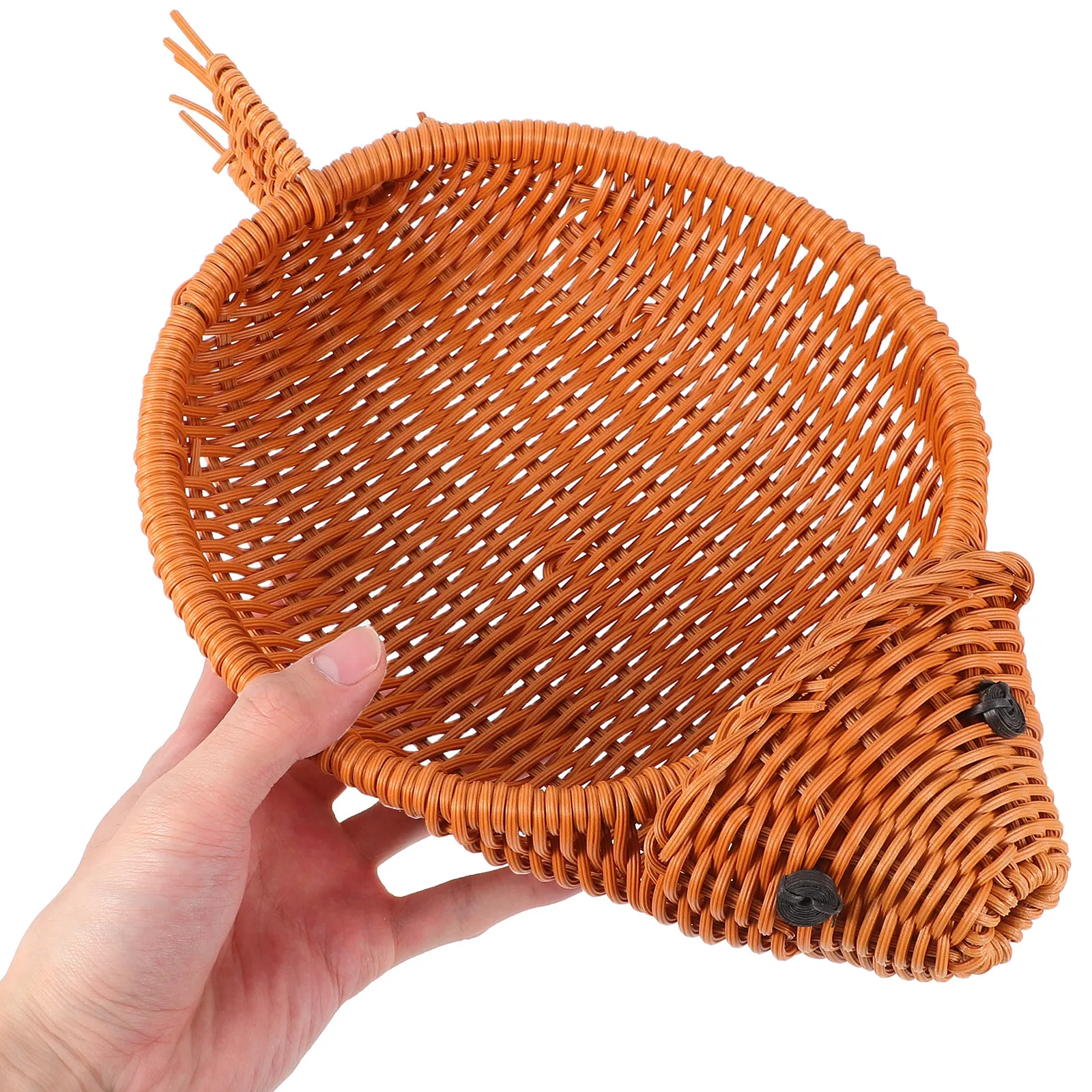 Unique Fish Form Woven Rattan Fruit Basket Handcrafted Decorative Serving Tray for Kitchen Dining Room Snacks Candies Fruits