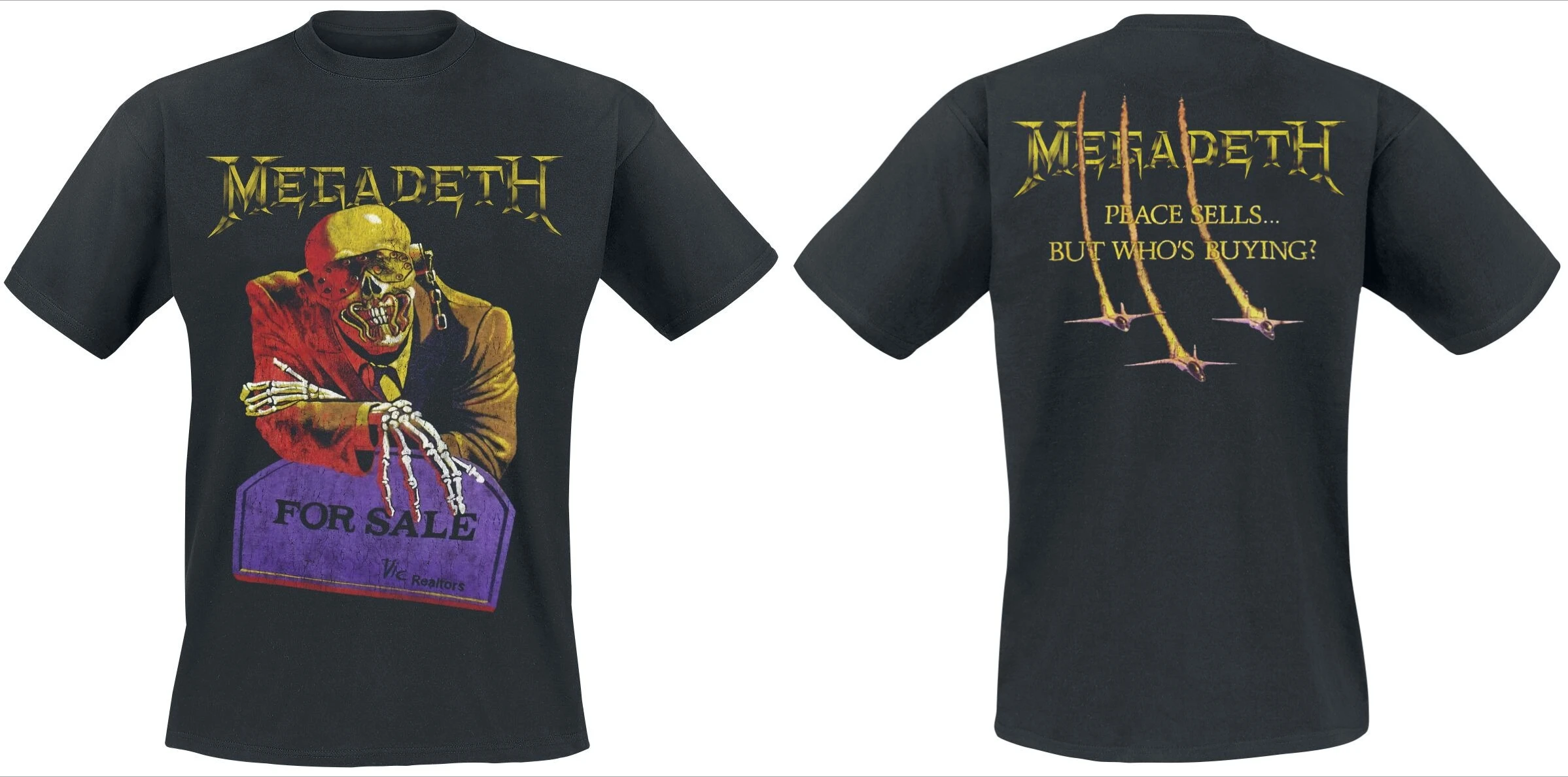 Retro Megadeth Vic Rattlehead Skeleton Print T-shirt Men Women