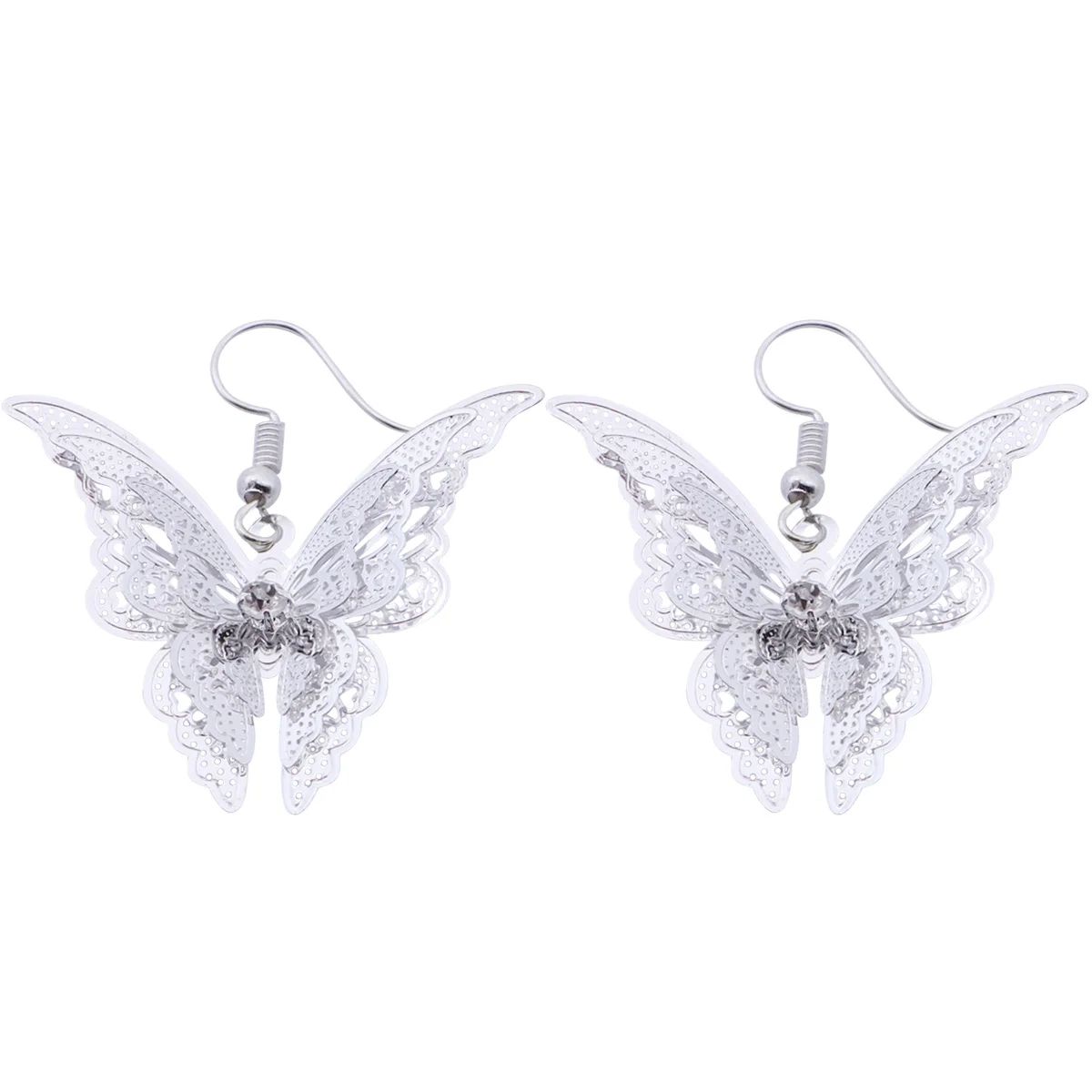 

Elegant Butterfly Hollow Out Earrings Silver Color Fashion Jewelry Gift for Women Special Occasions Party Anniversary