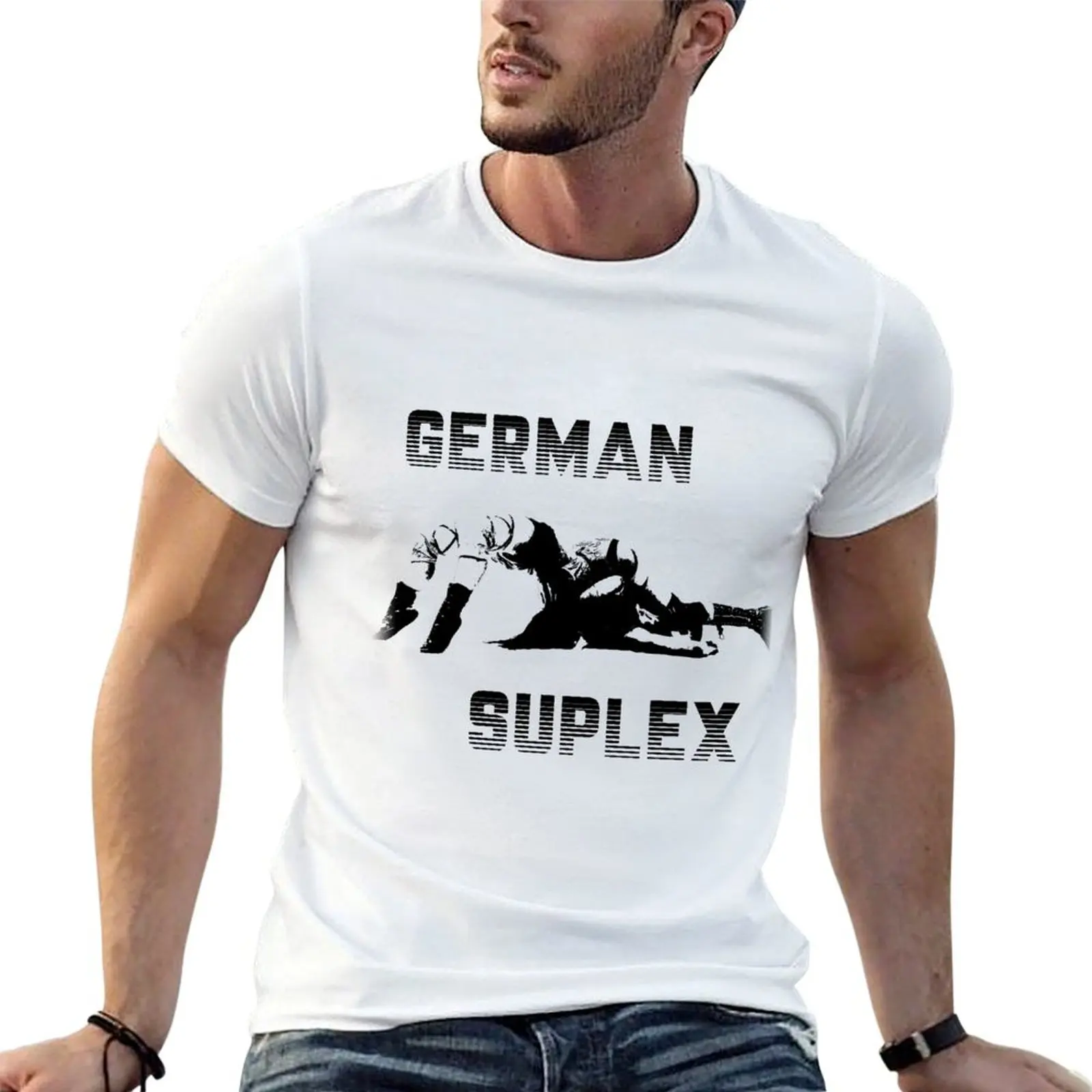

German Suplex Wrestling Fighting Move Retro T-Shirt cotton tshirt 100% man t shirt graphic T-Shirt