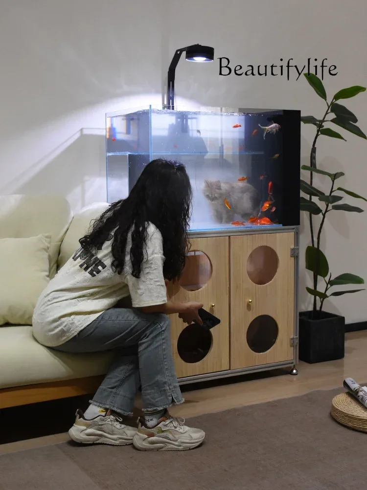 Y29 New Cat Nest Fish Tank Integrated Fish Sea View Room Cat Creative Tank Cat Fish Tank Cabinet