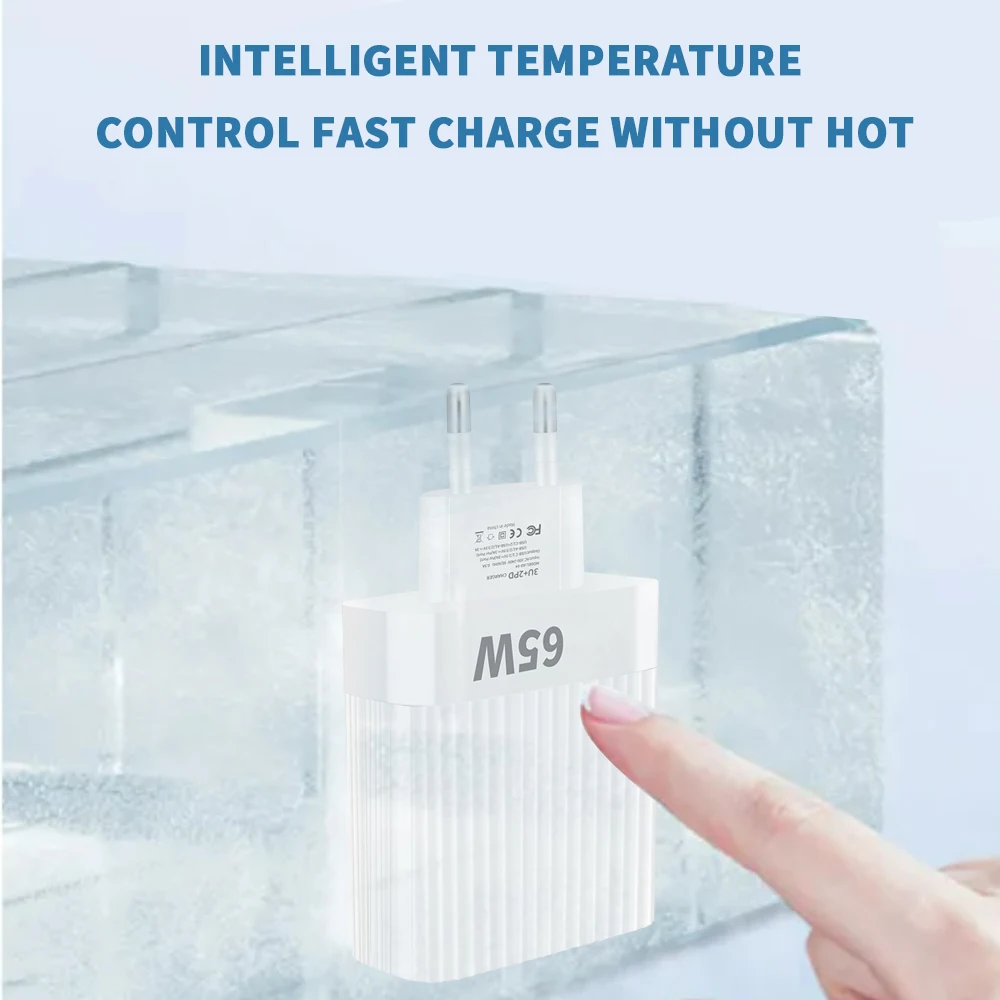 PD 65 واط منافذ متعددة شحن سريع شاحن USB نوع C الاتحاد الأوروبي/الولايات المتحدة التوصيل محول الطاقة المحمولة 5 في 1 شاحن سريع الجدار نوع C #4