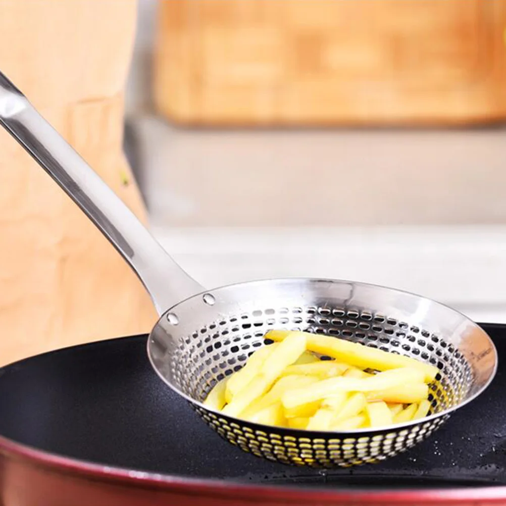 

Stainless Steel Slotted Spoon Medium Size Colander Scoop For Hot Pot Food Serving High-Density Holes Kitchen Restaurant