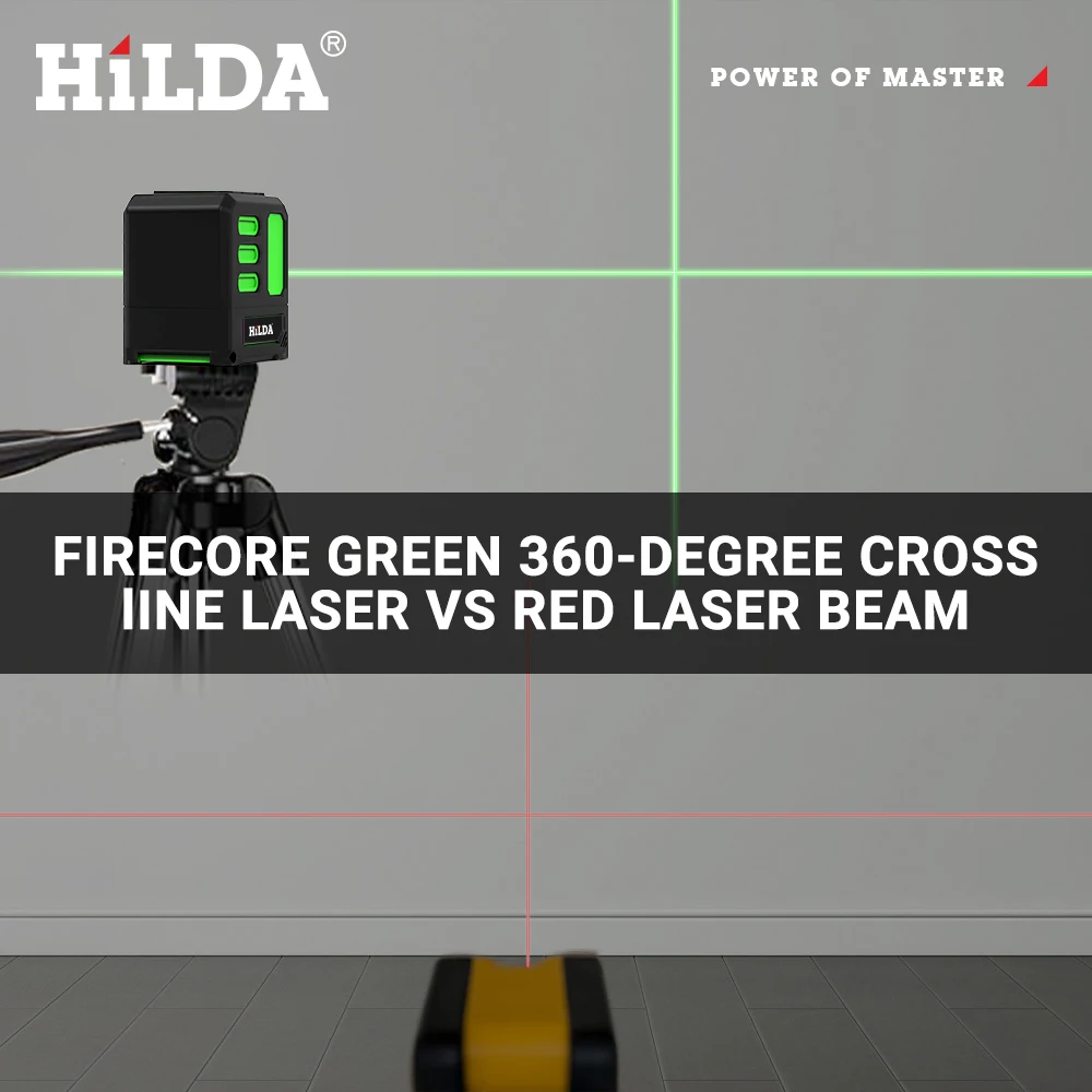 HILDA 2 Lines Laser Level Self-Leveling Meter Cross Green Level Laser Horizontal & Vertical High-Precision Measuring Tools ﻿