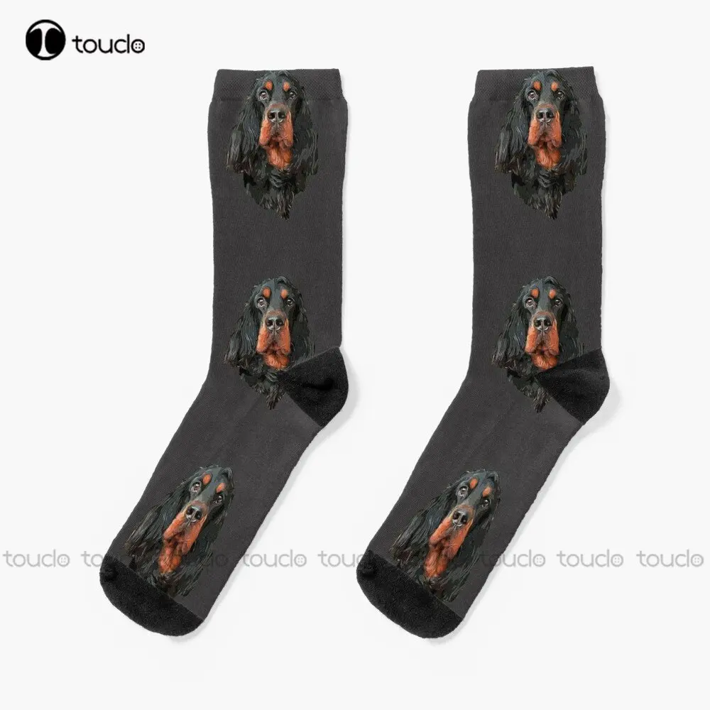 Gordon Setter - Stunning Artistic Portrait Socks Men'S Novelty Socks Personalized Custom Unisex Adult Teen Youth Socks Cartoon