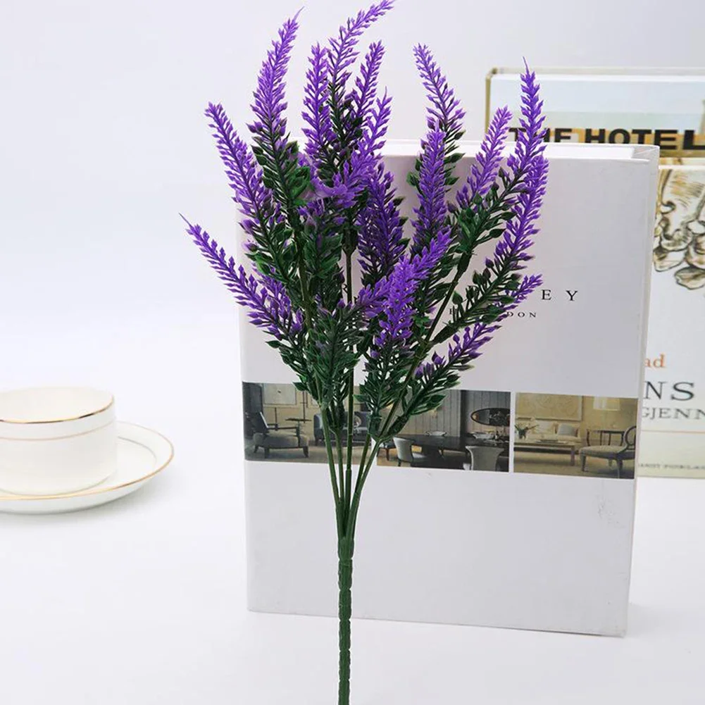 40cm Purple Provence Lavender Artificial Flowers Plastic Fake Plants Bridal Bouquet Indoor Outdoor Wedding Home Garden Decor