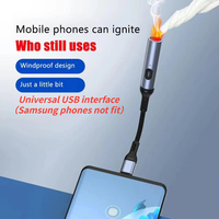 Metal Windproof Rechargeable Electric Lighter USB Type C Cable for Cell phone  no fit ）Switch Flameless Igniter tools