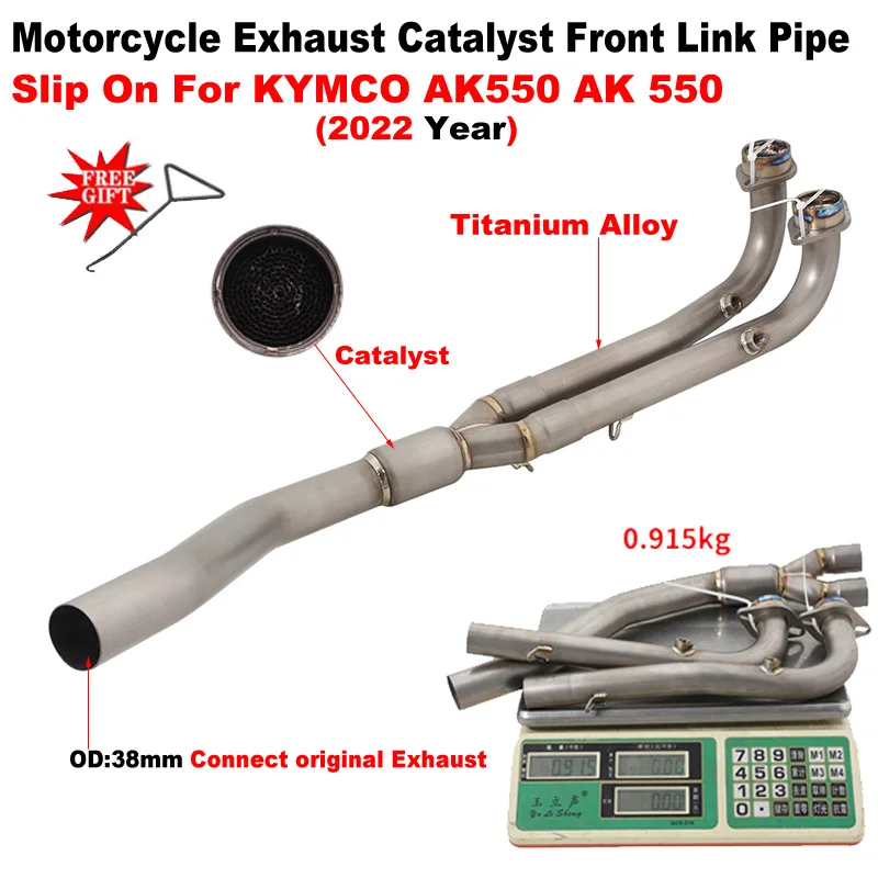 

Slip-On For KYMCO AK550 AK 550 2022 Year Motorcycle Exhaust System Escape Modified Front Link Pipe Connecting Original Muffler