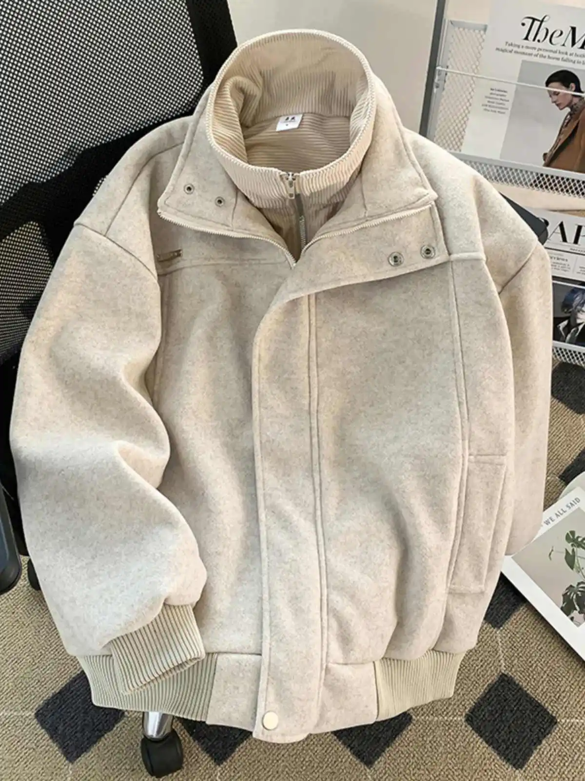 

Женская абрикосовая шерстяная куртка, пальто, винтажное пальто в стиле Харадзюку 2000-х годов, теплые осенние пальто с длинными рукавами, модная верхняя одежда, одежда 2024 года