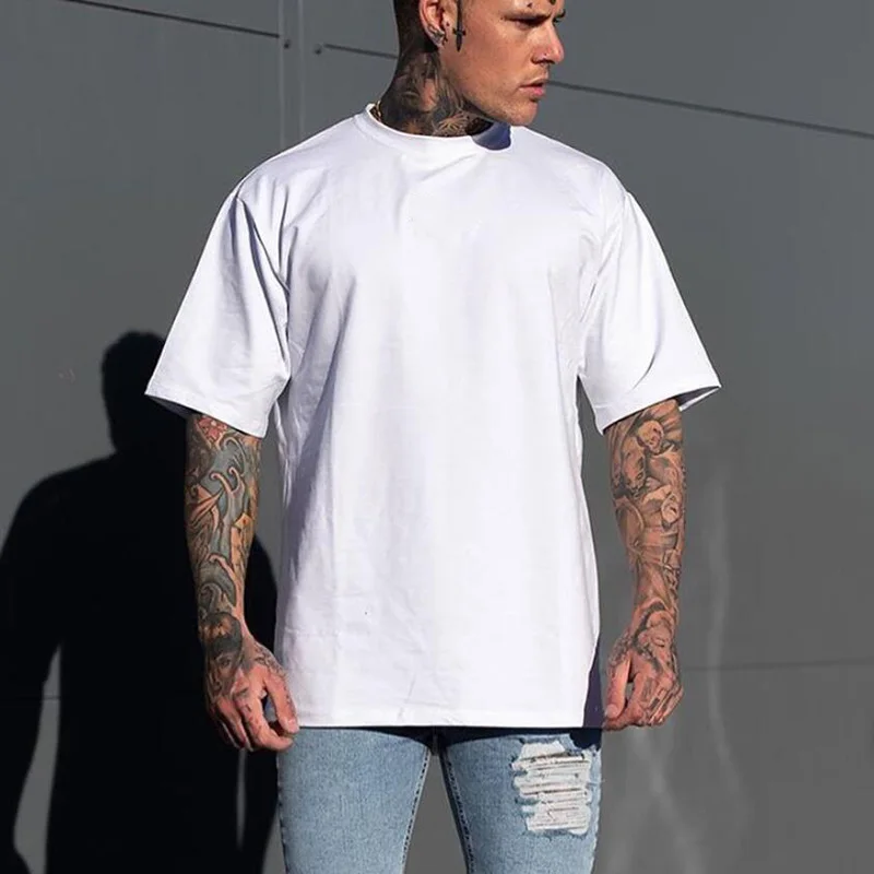 Einfarbige 100% Baumwolle 220 GSM Rundhals Halbarm T-Shirts für Herren Lässige Sommer Oversize T-Shirts für Alltag Urlaub Ferienorte