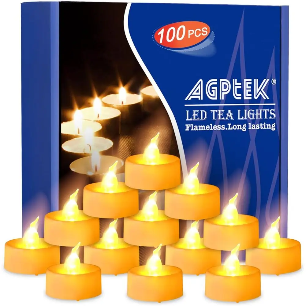 

AGPTEK Tea Lights,100 Pack lamelLED Candles Battery Operated Tealight Candles No licker Long Lasting Tealight or Wedding day Par
