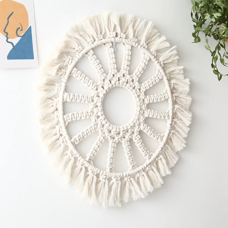 Macrame Mirror Frame Tapestry Wall Hanging Decorative Mirror Bohemia Creative Home Art Wall Decorations