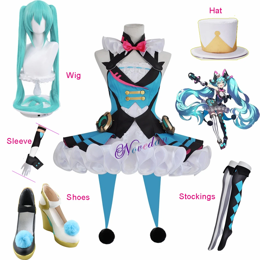 Mirai miku mágico cosplay 2019 circo vestido sapatos peruca uniforme outfit halloween anime personalizar traje cosplay