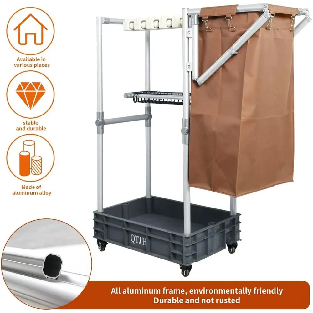 Troli Pembersih dengan Roda, Rak, dan Tempat Penyimpanan Sapu dan Pel