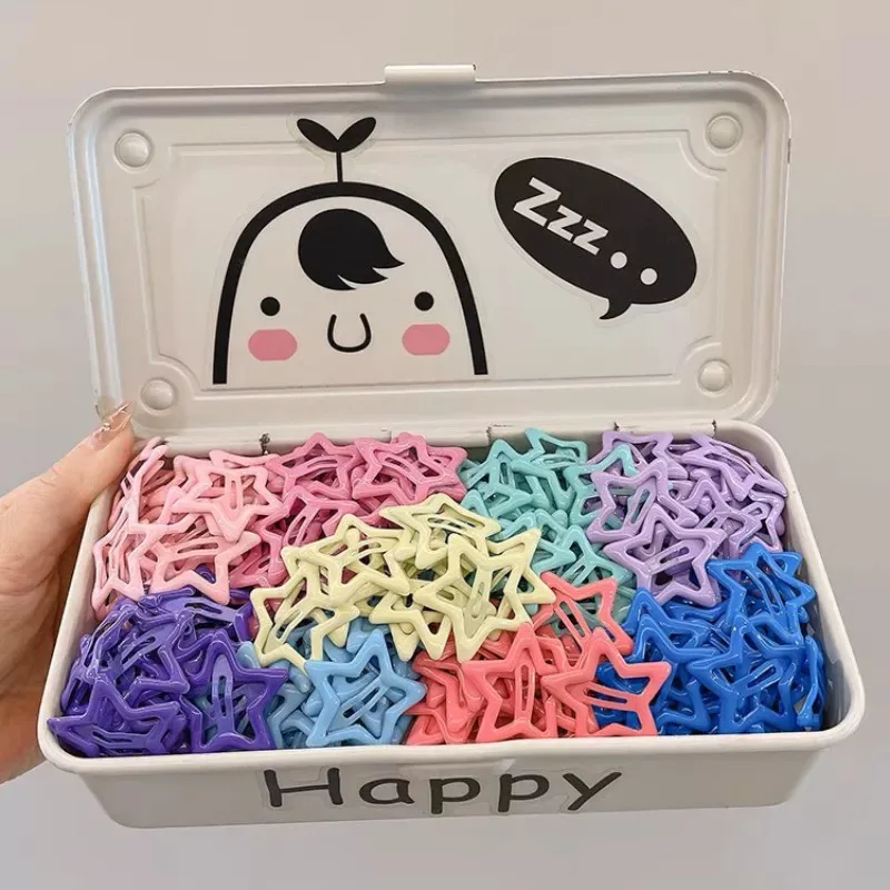50Pcs Y2K Candy Color Star Hair Clips for Girls Kawaii Metal Barrettes Cute Kids Dopamine Style Hairpins Teens Children Headwear