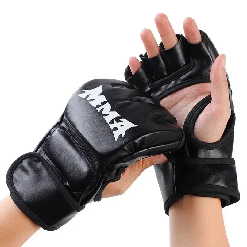Professional Boxing Training Gloves Half Finger Leather Cushion for Adult Sanda Boxing  Training Sandbag Knuckles