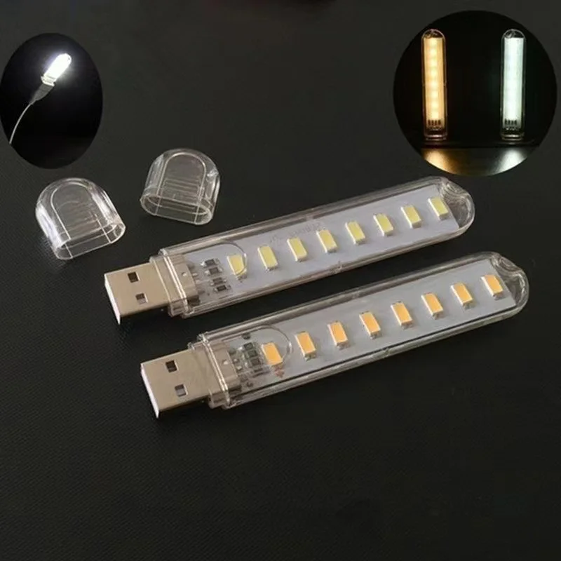 Mini portátil LED USB Book Light, lâmpada de leitura ultra brilhante, 3, 8, 24LEDs, luzes para PC, banco de potência, laptop, notebook, DC 5V, 2pcs